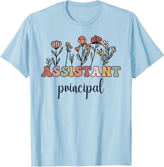 Assistant Principal Wildflower Groovy Women T-Shirt - T-Shirt | Light Blue