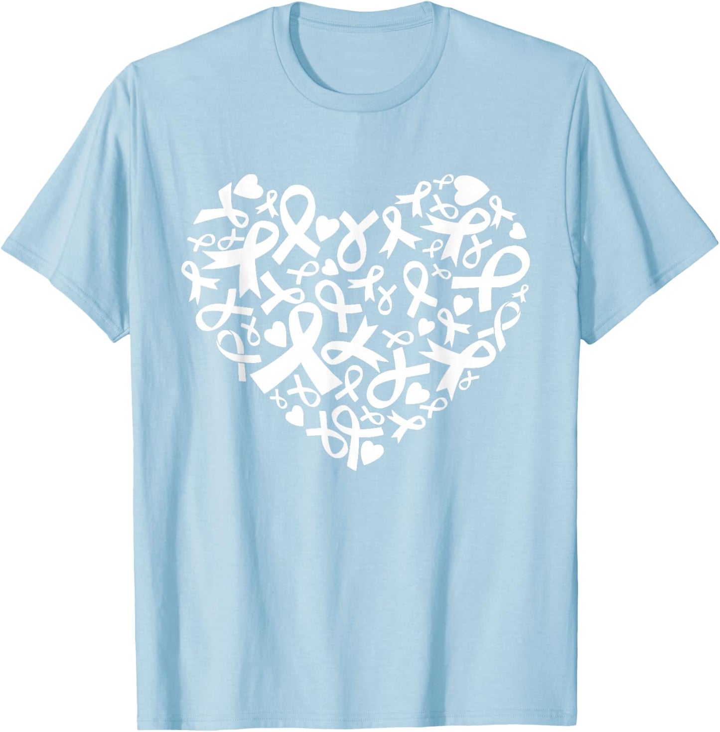 Heart Blue Ribbon T1D Type 1 Diabetes Awareness Month T-Shirt - T-Shirt | Light Blue