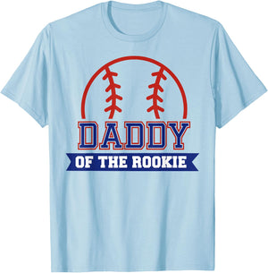 Daddy of Rookie 1st Birthday Baseball Theme Matching Party T-Shirt - T-Shirt | Light Blue