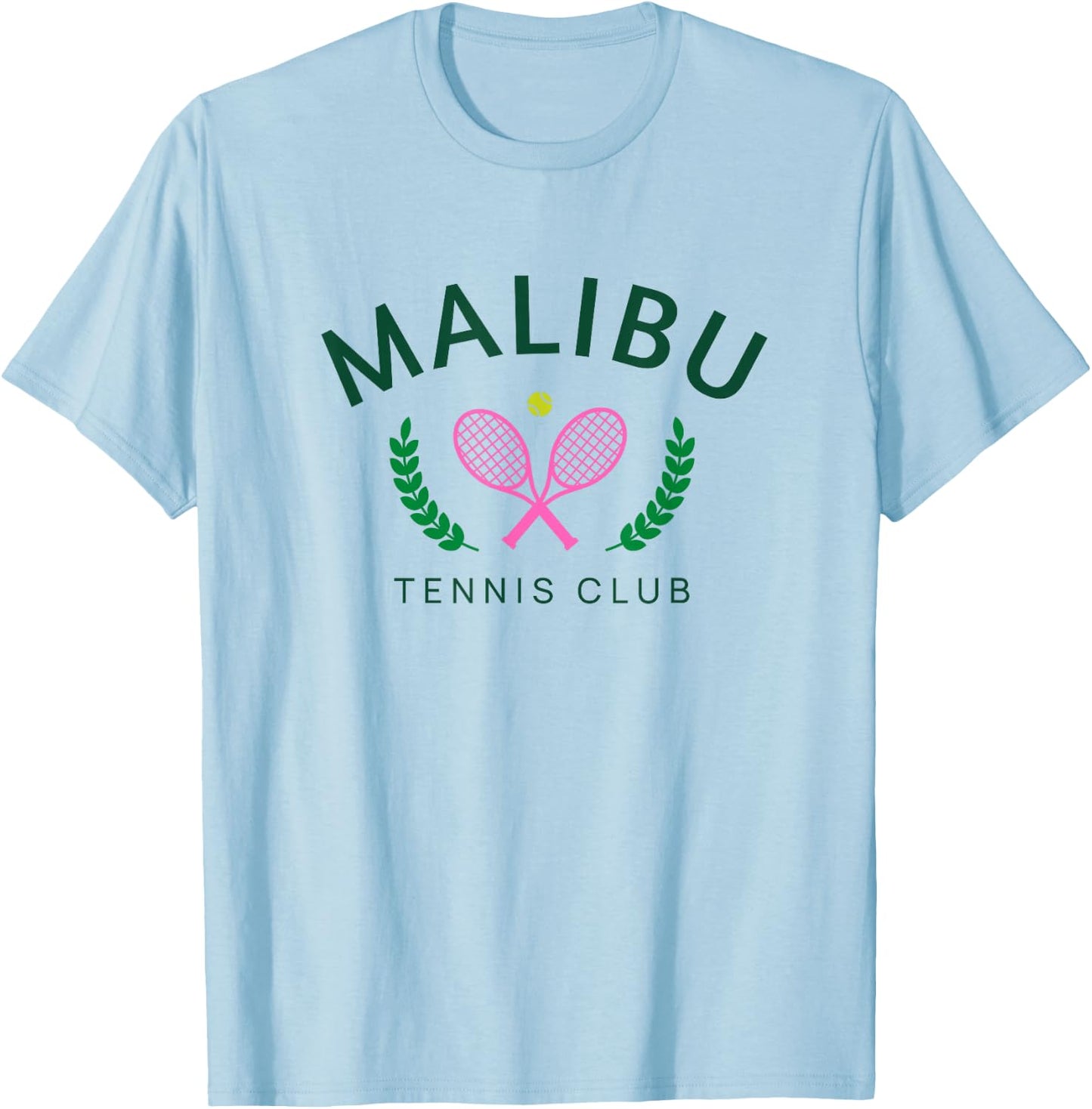 Malibu California Preppy Tennis Club T-Shirt - T-Shirt | Light Blue