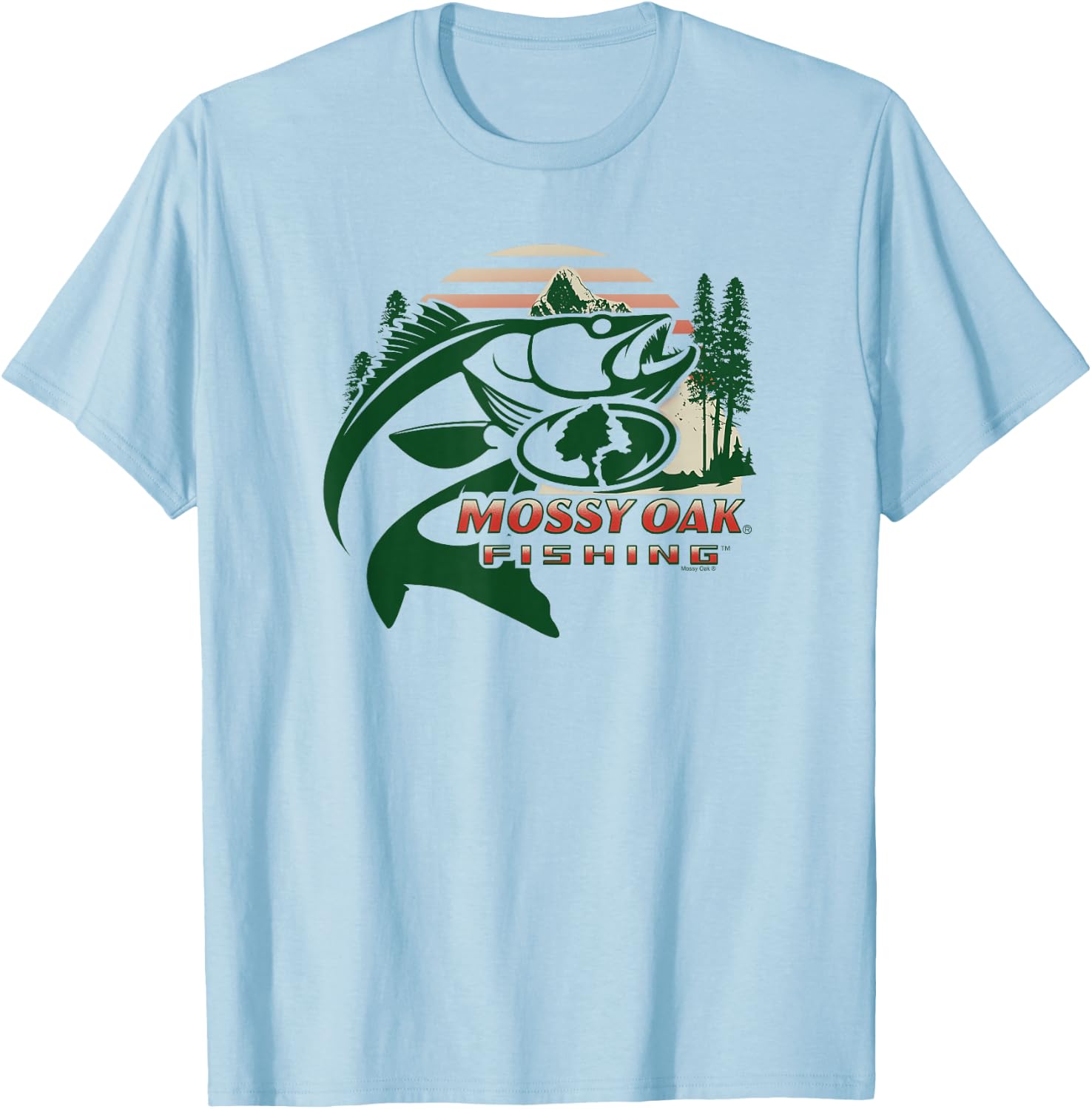 Mossy Oak Fishing Built for The Bite Fish Logo T-Shirt - T-Shirt | Light Blue