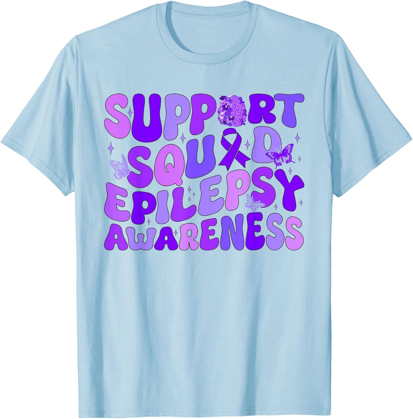 We wear purple for Epilepsy Warrior Support Squad Messy Bun. T-Shirt - T-Shirt | Light Blue
