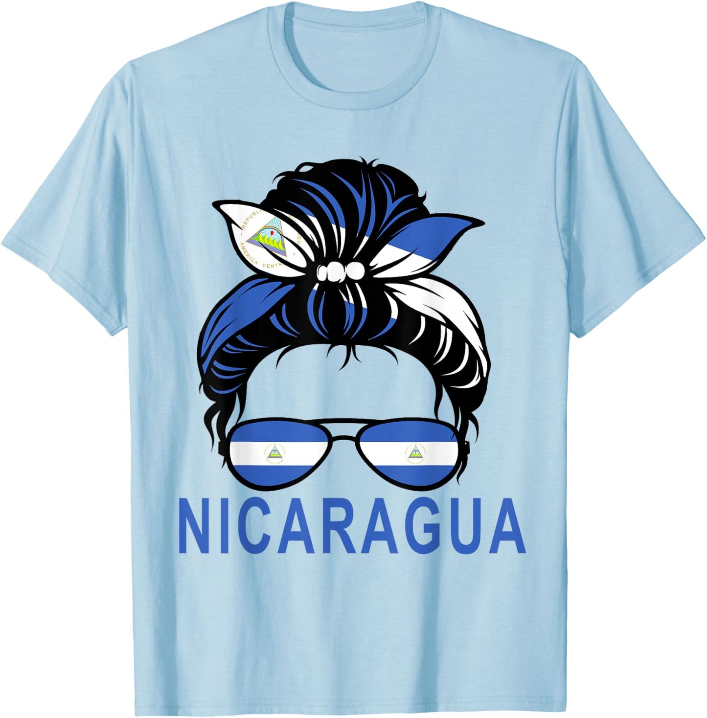 Flag Nicaragua Hispanic Heritage month For Nicaraguan Girl T-Shirt - T-Shirt | Light Blue
