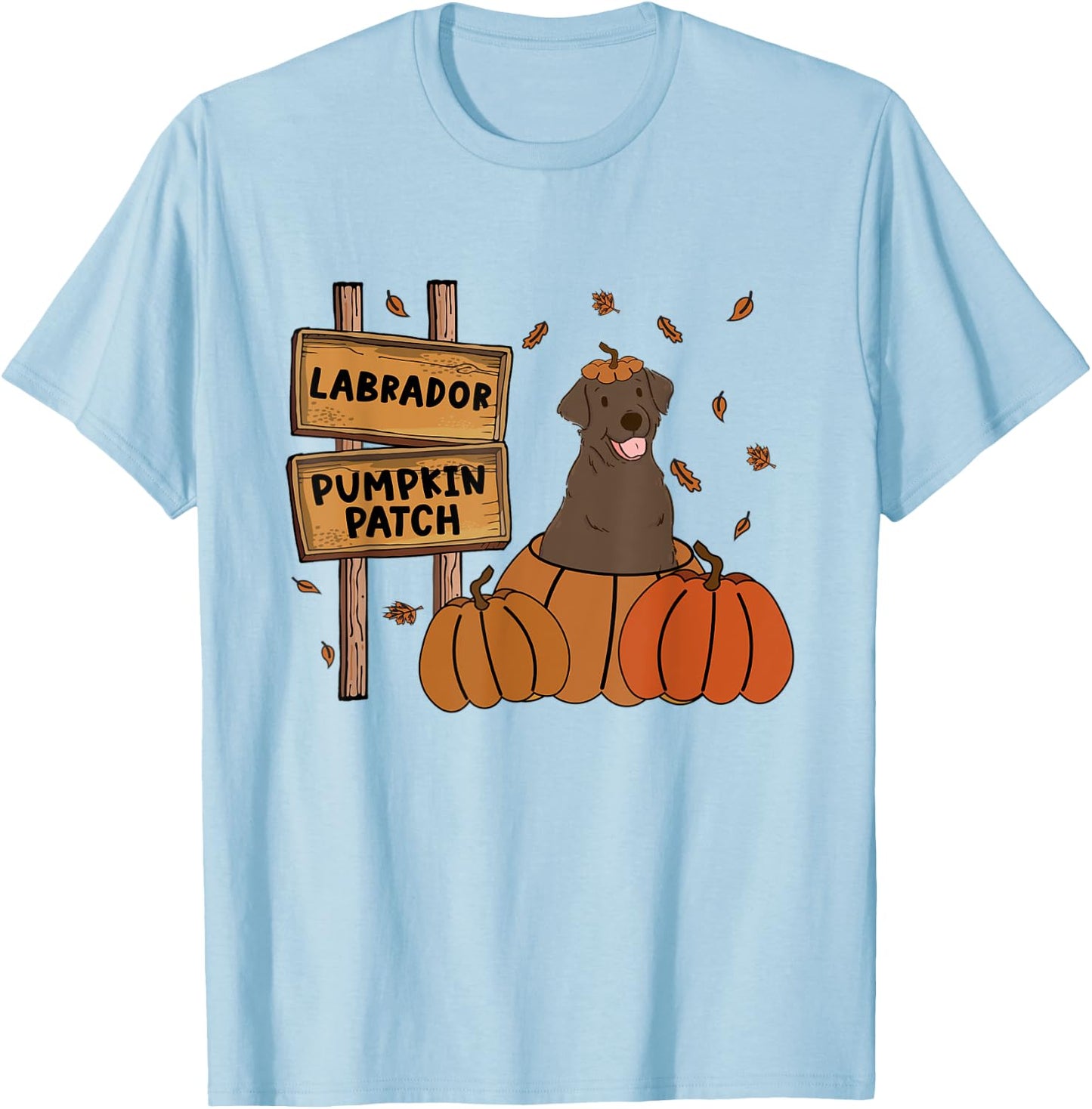 Labrador Pumpkin Patch Lab Lovers Thanksgiving Halloween T-Shirt - T-Shirt | Light Blue