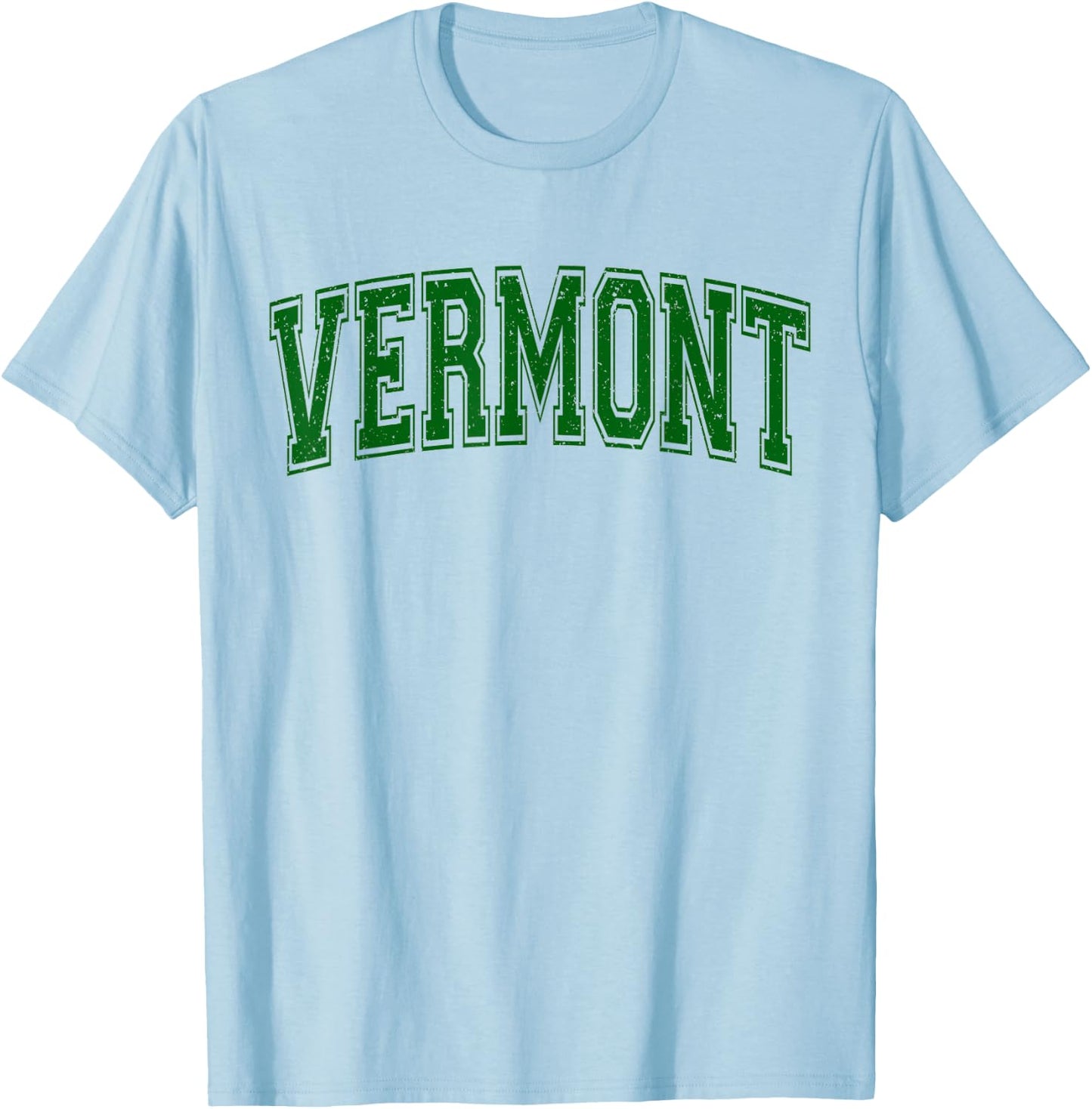 Vermont Varsity Style Text Flag Sports Athletic Jersey Style T-Shirt - T-Shirt | Light Blue