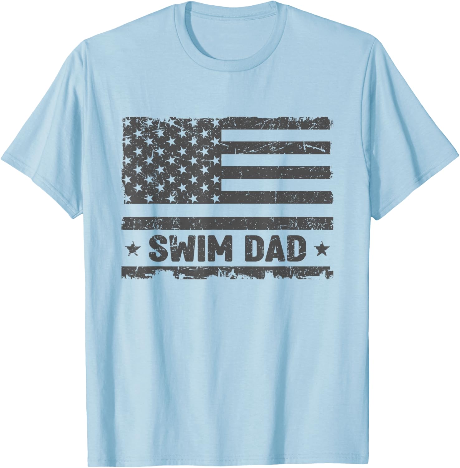 Vintage Swim Dad America US Flag Patriot Funny Gift T-Shirt - T-Shirt | Light Blue