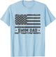 Vintage Swim Dad America US Flag Patriot Funny Gift T-Shirt - T-Shirt | Light Blue