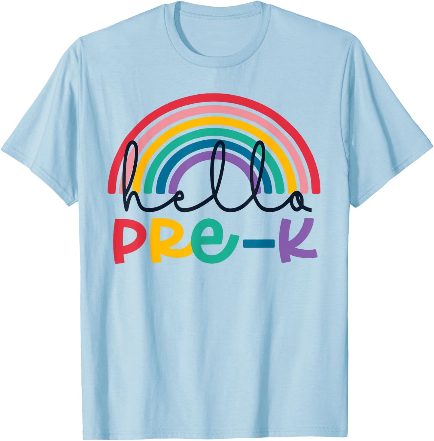 Hello Pre-K Rainbow Back To School Teacher Student Kid T-Shirt - T-Shirt | Light Blue
