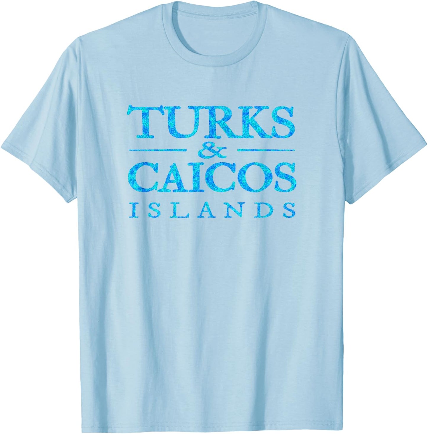 Turks and Caicos Islands Retro Colorful Text Souvenir T-Shirt - T-Shirt | Light Blue