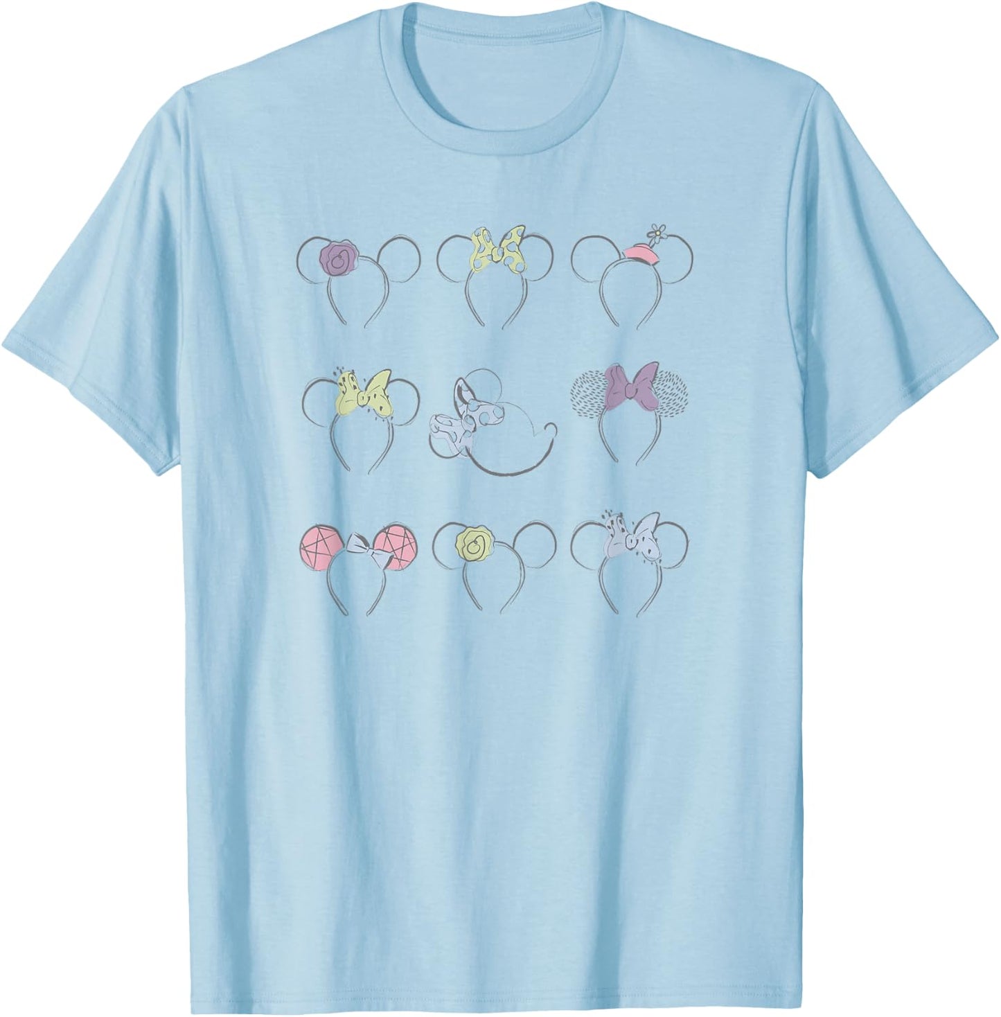 Disney Minnie Mouse Disneyland Headbands Ears Illustration T-Shirt - T-Shirt | Light Blue