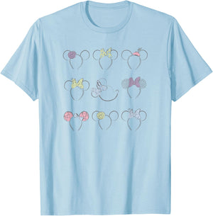 Disney Minnie Mouse Disneyland Headbands Ears Illustration T-Shirt - T-Shirt | Light Blue