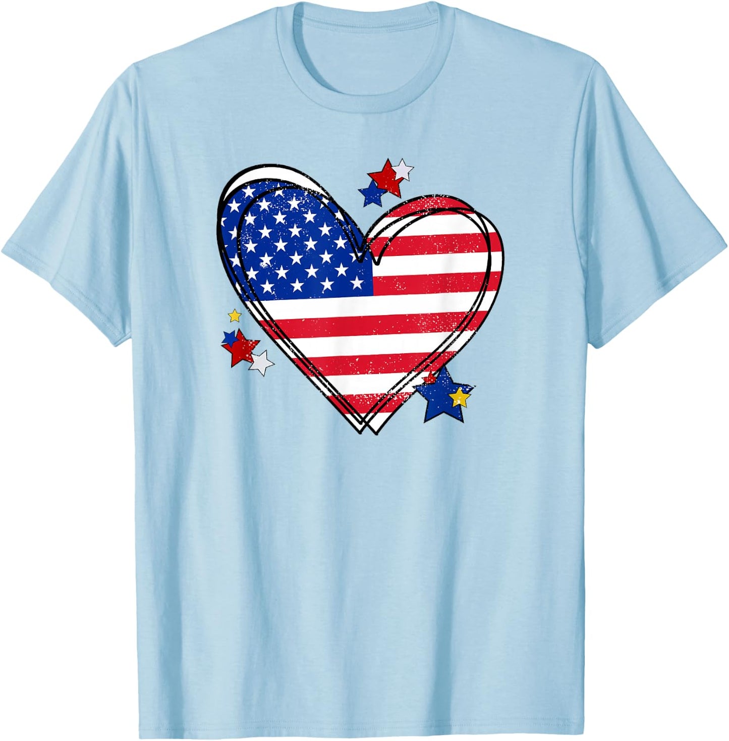 USA Heart Flag T-Shirt - T-Shirt | Light Blue