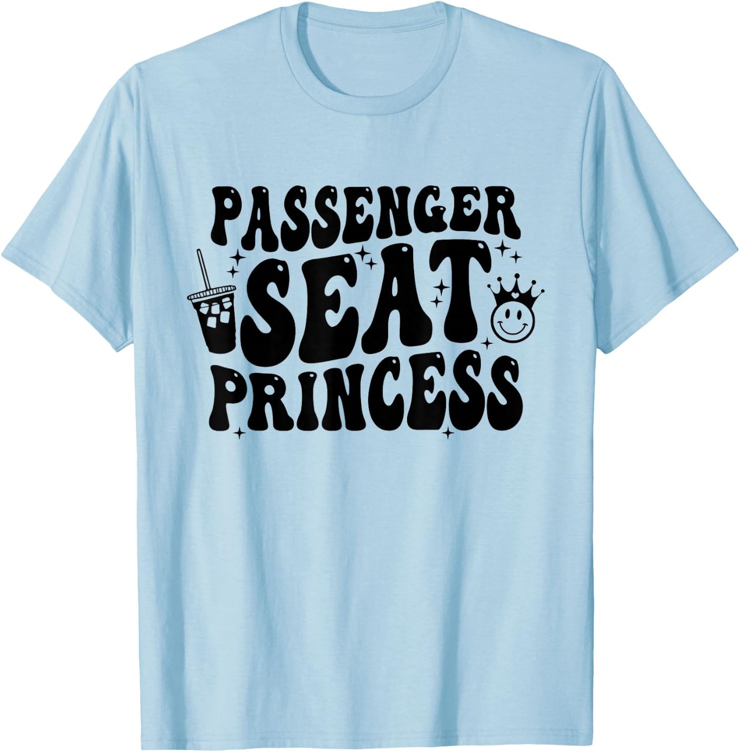 Passenger Seat Princess Ice Coffee Retro Summer T-Shirt - T-Shirt | Light Blue