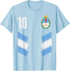 Argentina Number 10 Soccer Fan Men Women Kids Boys Girls T-Shirt - T-Shirt | Light Blue