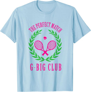Tennis Match Club Little / G Big Sorority Reveal T-Shirt - T-Shirt | Light Blue