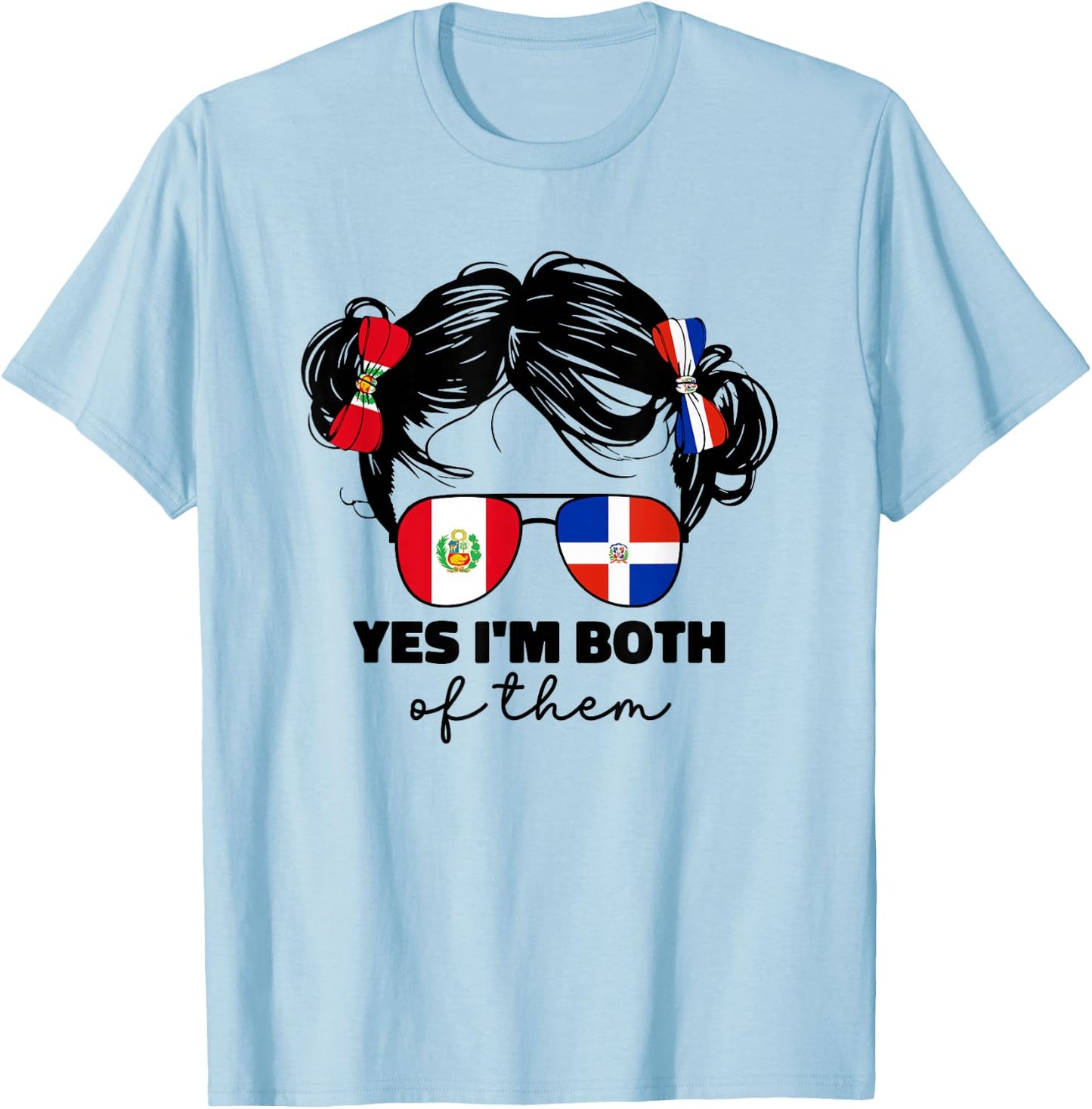 Half Dominican And Half Peruvian Peru Flag Kids Girl Mix T-Shirt - T-Shirt | Light Blue