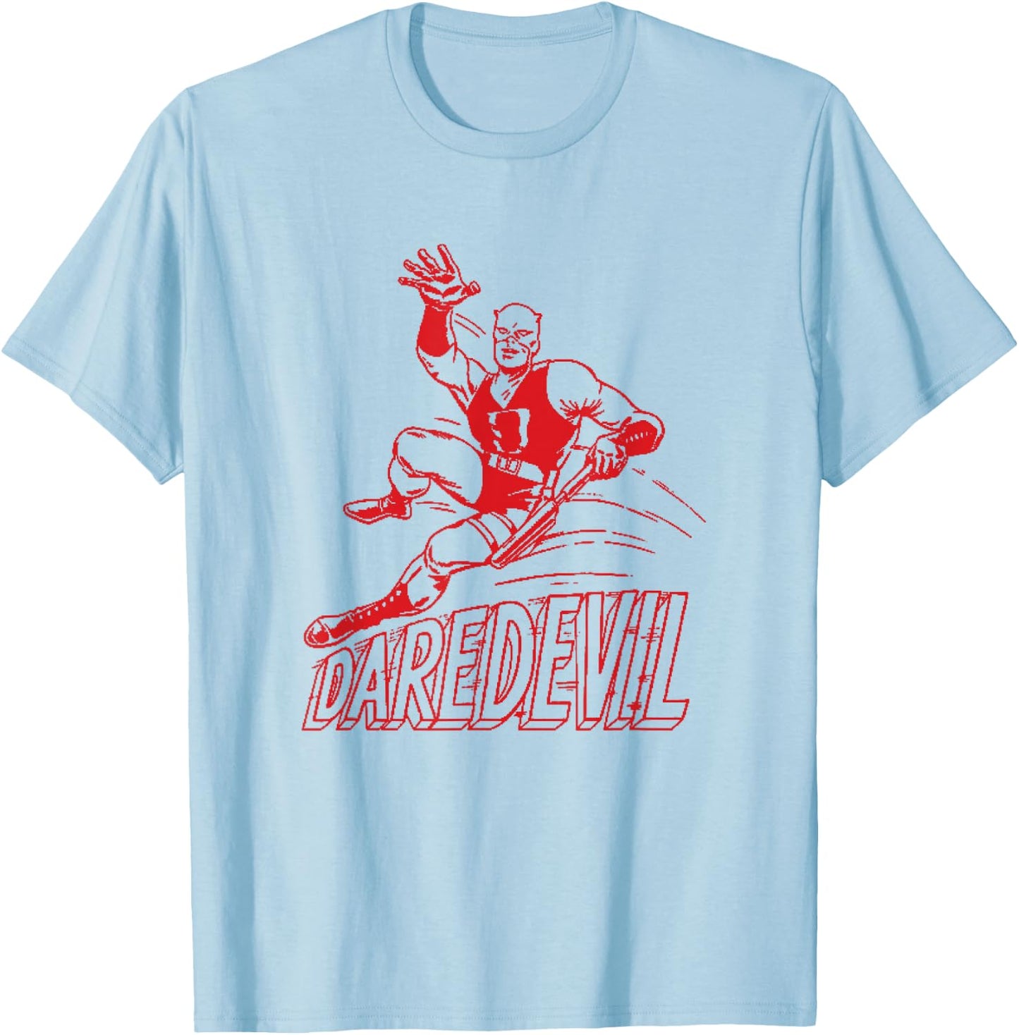 Marvel Comics Retro Classic Daredevil Vintage Suit Outline T-Shirt - T-Shirt | Light Blue