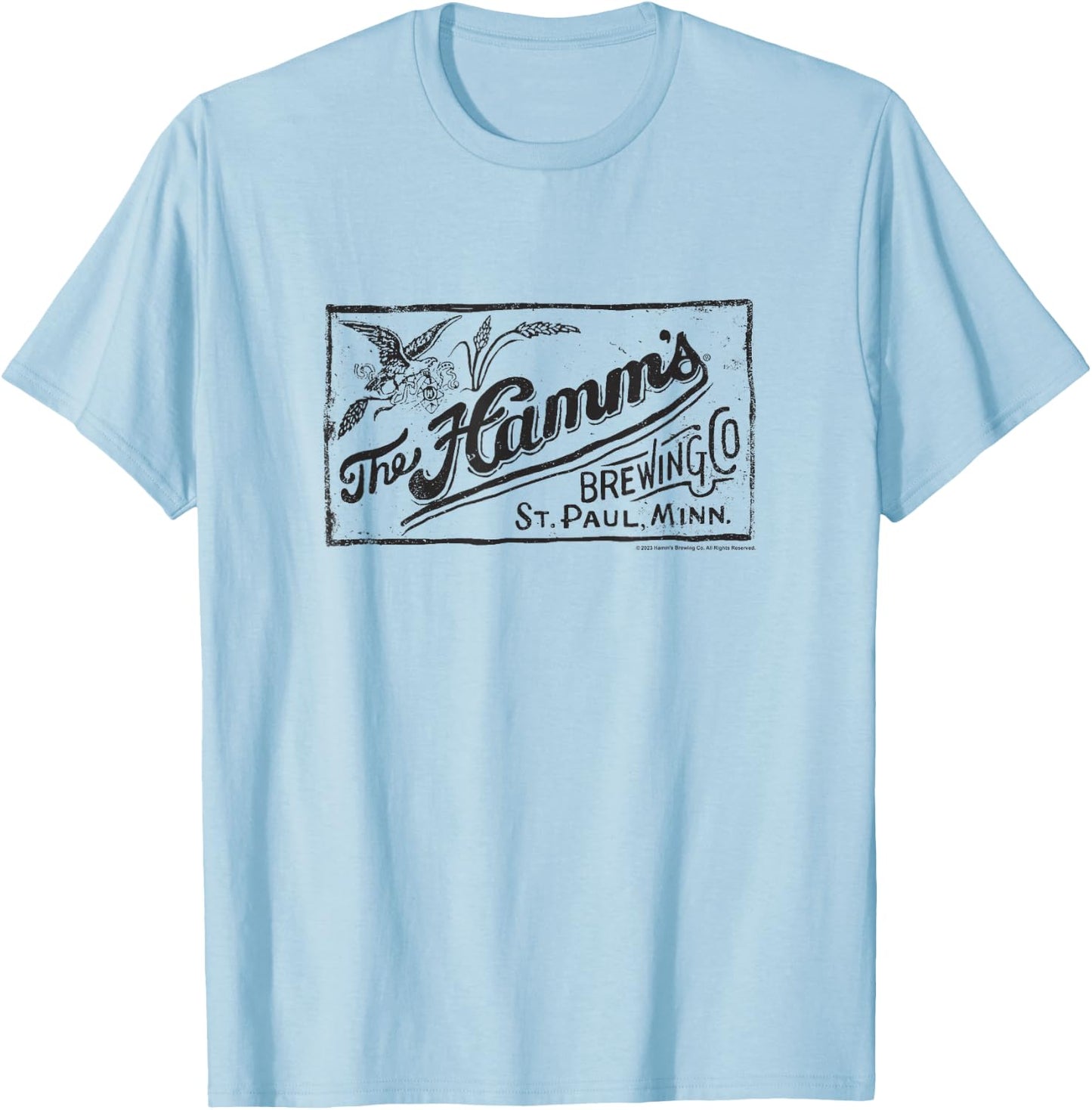 Coors Brewing Company The Hamm's Brewing Co Retro Chest Logo T-Shirt - T-Shirt | Light Blue