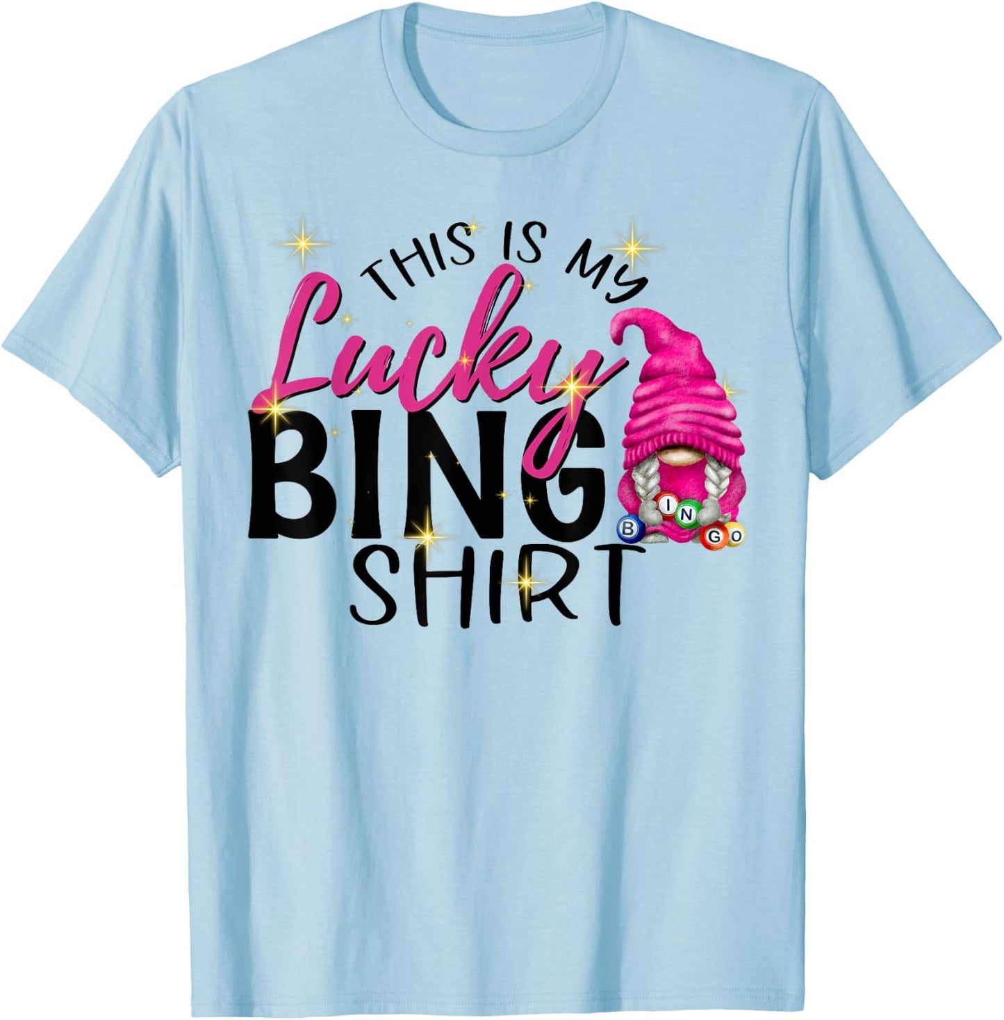 This is My Lucky Bingo Funny Bingo Lover Gnome T-Shirt - T-Shirt | Light Blue