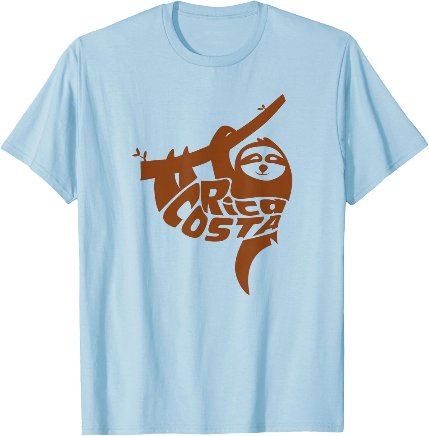 Costa Rica Sloth Word Art - Funny Animal T-Shirt - T-Shirt | Light Blue