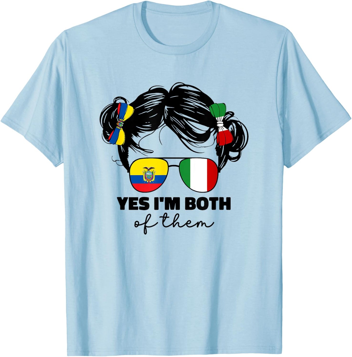 Half Italian And Ecuadorian Ecuador Italy Flag Kids Girl T-Shirt - T-Shirt | Light Blue