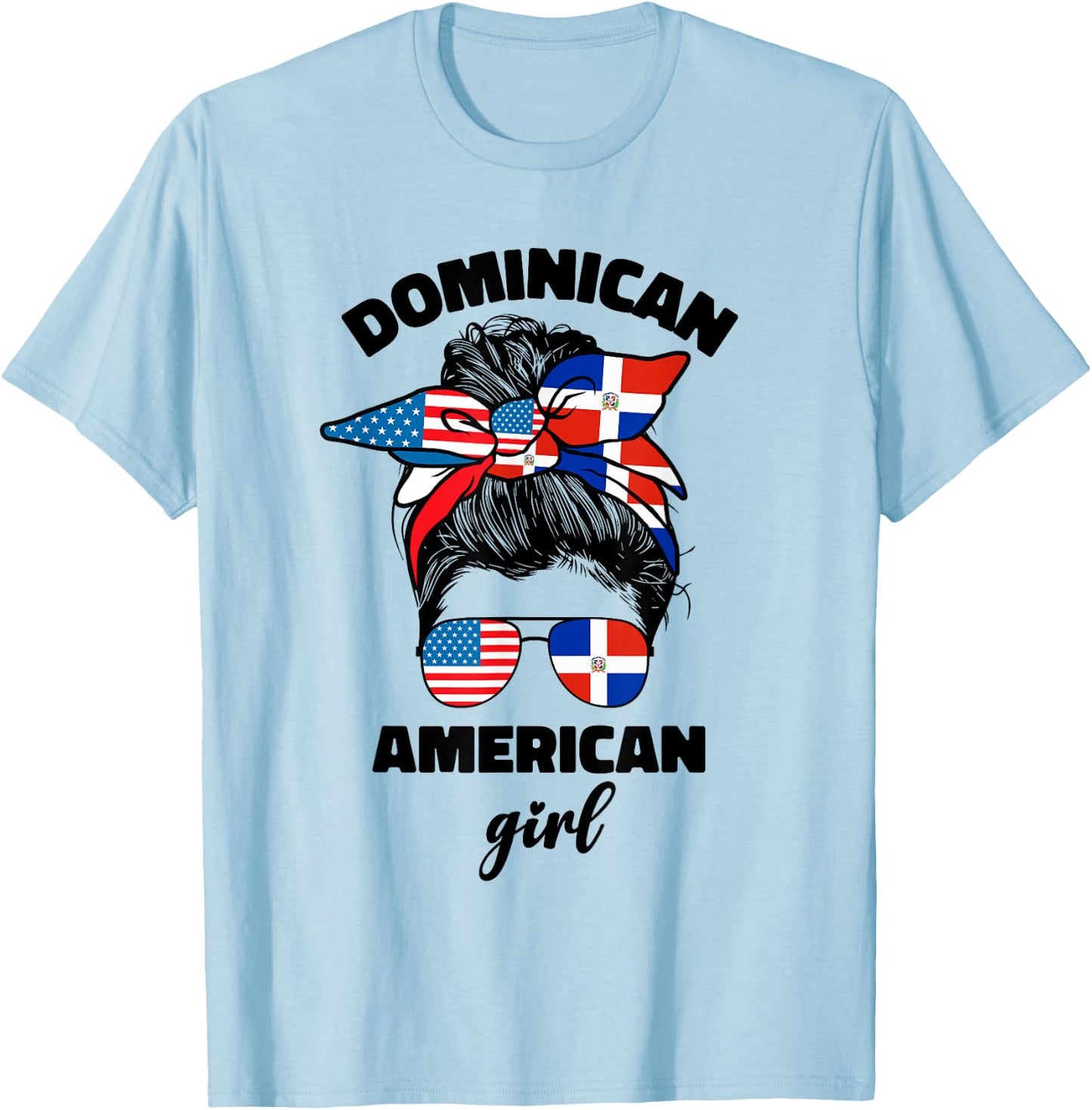 Half Dominican American Dominicana Republic Flag Girl Women T-Shirt - T-Shirt | Light Blue