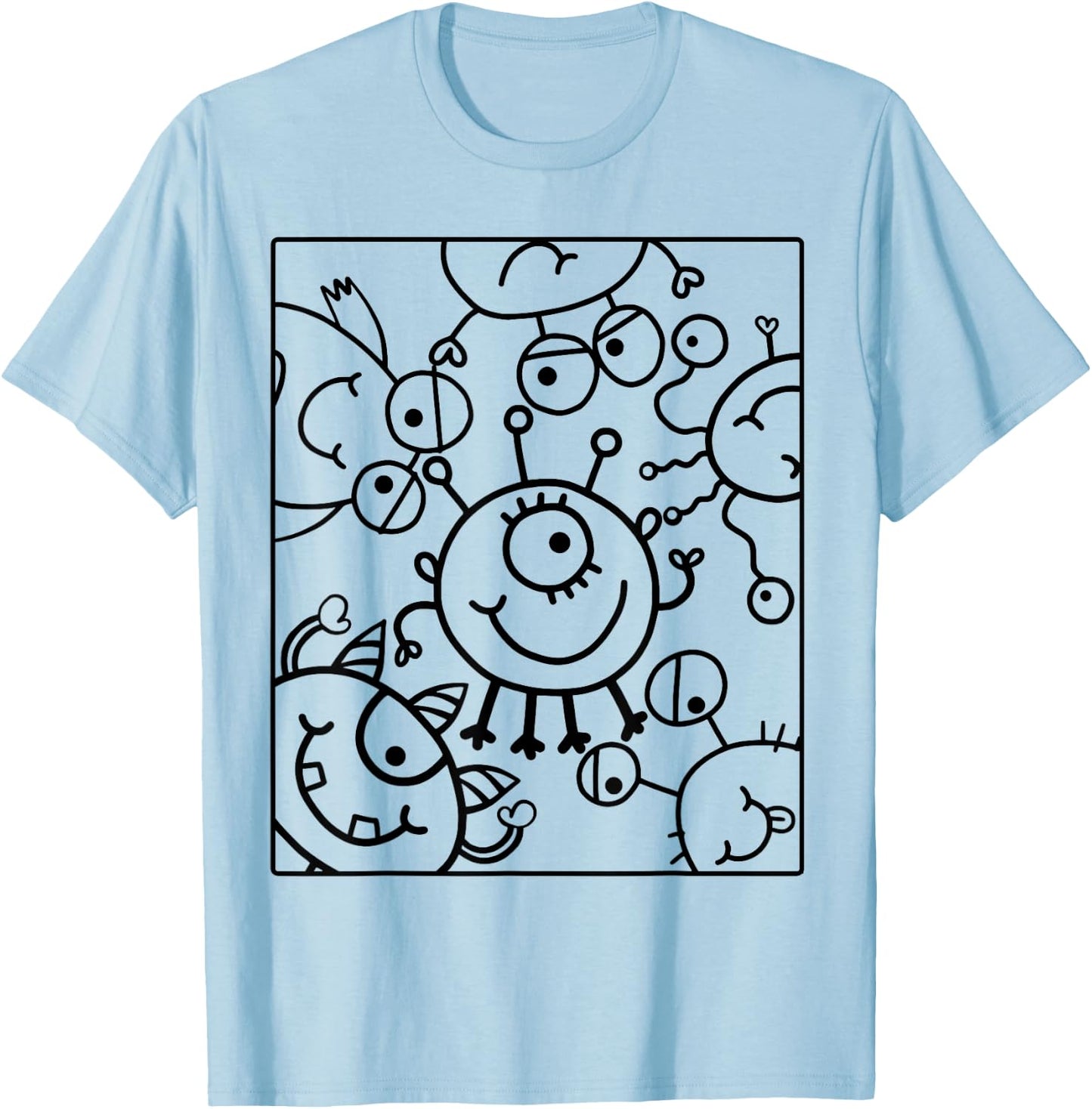 Coloring shirt kids. Funny monsters to paint on T-Shirt - T-Shirt | Light Blue