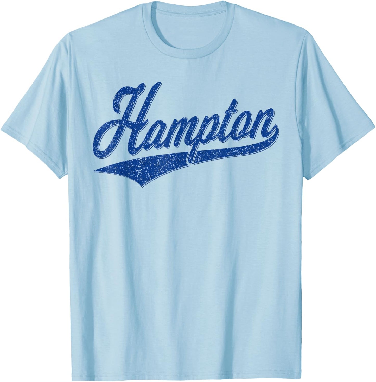 Hampton Virginia Varsity Script Classic Sports Jersey Style T-Shirt - T-Shirt | Light Blue