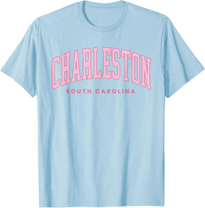 Retro Charleston SC Preppy Throwback Girls Souvenir T-Shirt - T-Shirt | Light Blue