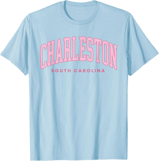 Retro Charleston SC Preppy Throwback Girls Souvenir T-Shirt - T-Shirt | Light Blue
