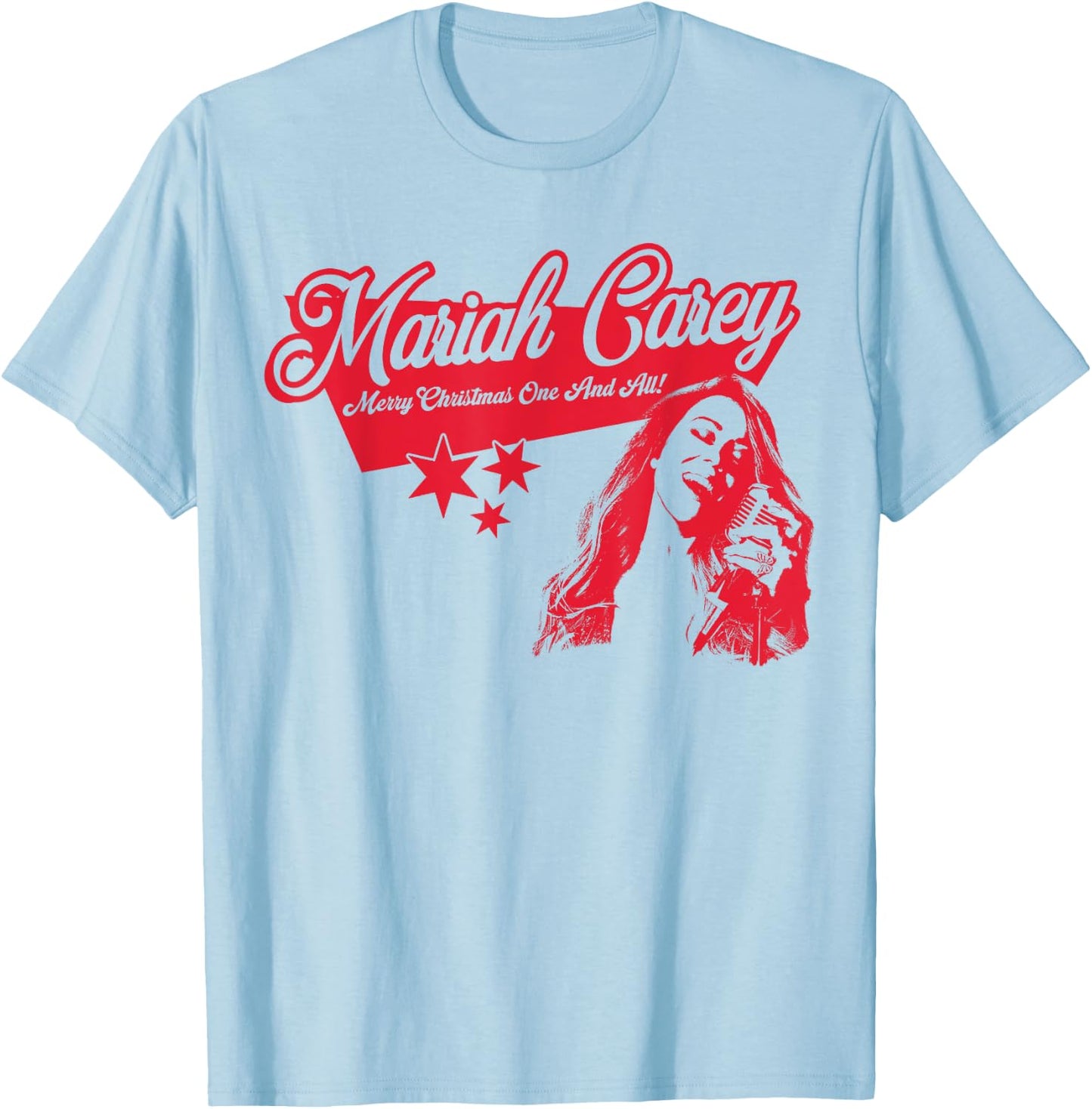 Mariah Carey Official Merry Christmas One & All Tour Stars T-Shirt - T-Shirt | Light Blue