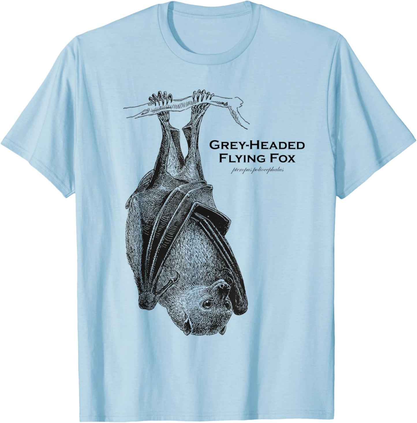 Vintage Animal Retro Wildlife Flying Fox T-Shirt - T-Shirt | Light Blue