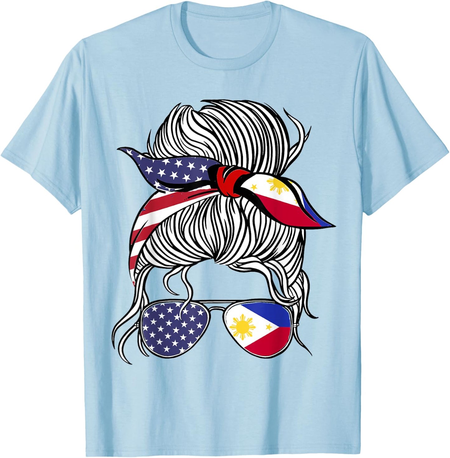 American Filipina Patriot Flag Women Girl Philippines Grown T-Shirt - T-Shirt | Light Blue