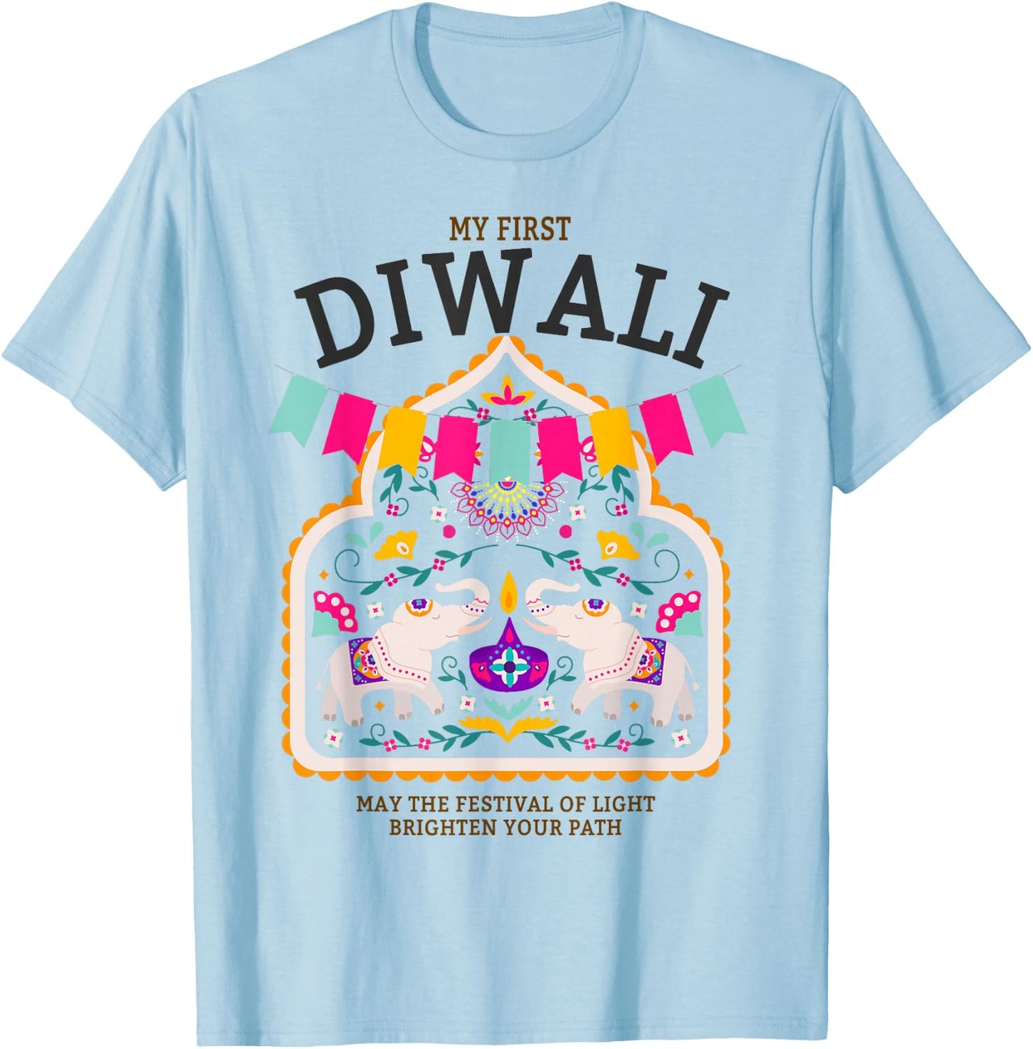 My First Diwali Festival Outfit Idea for Kids & Diwali T-Shirt - T-Shirt | Light Blue