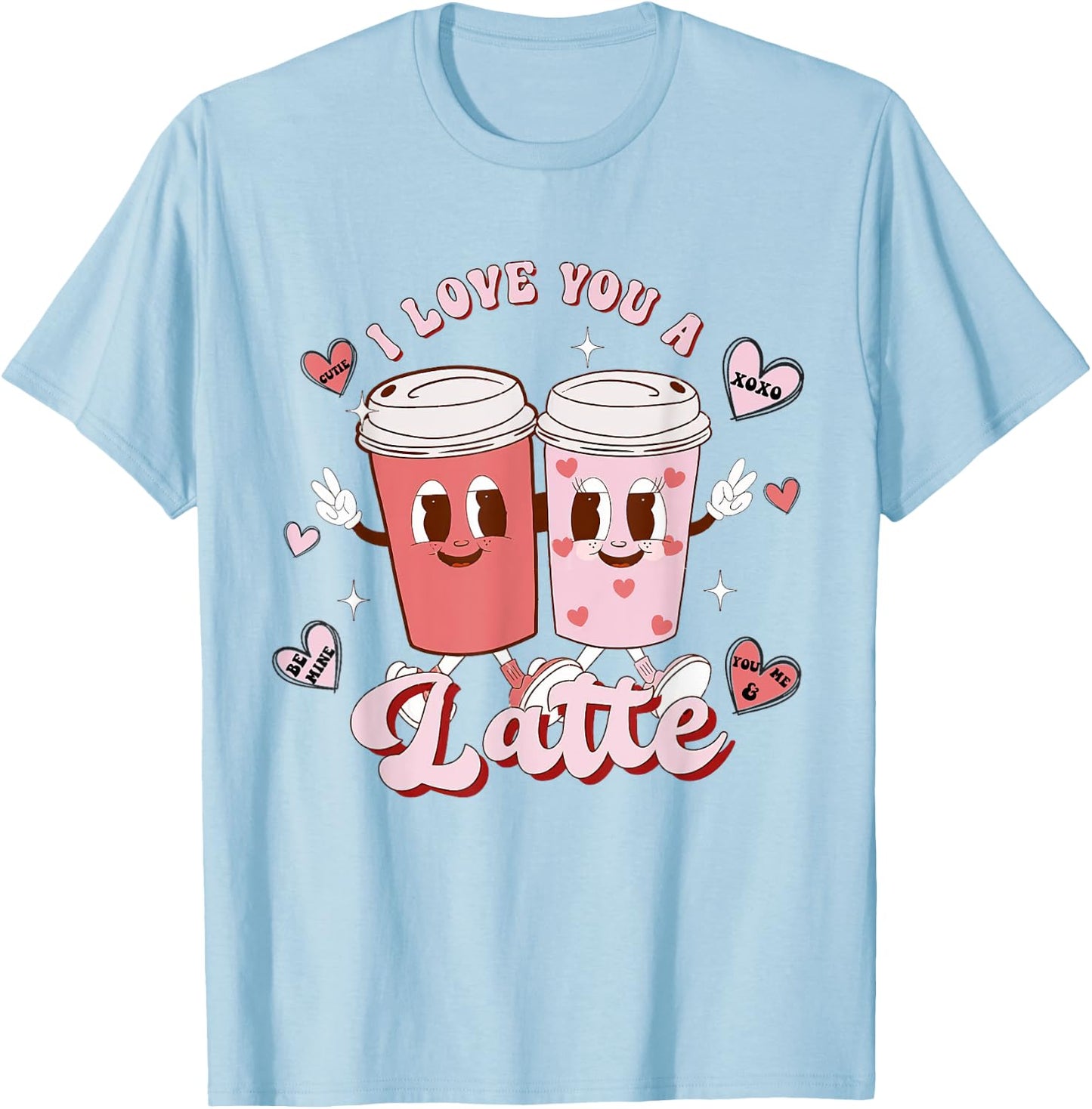Funny Valentine Shirt I Love You A Latte Shirt Kid T-Shirt - T-Shirt | Light Blue