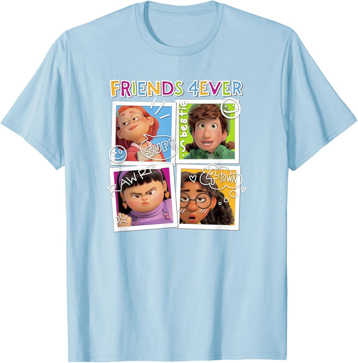 Disney Pixar Turning Red Group Shot Friends Forever T-Shirt - T-Shirt | Light Blue