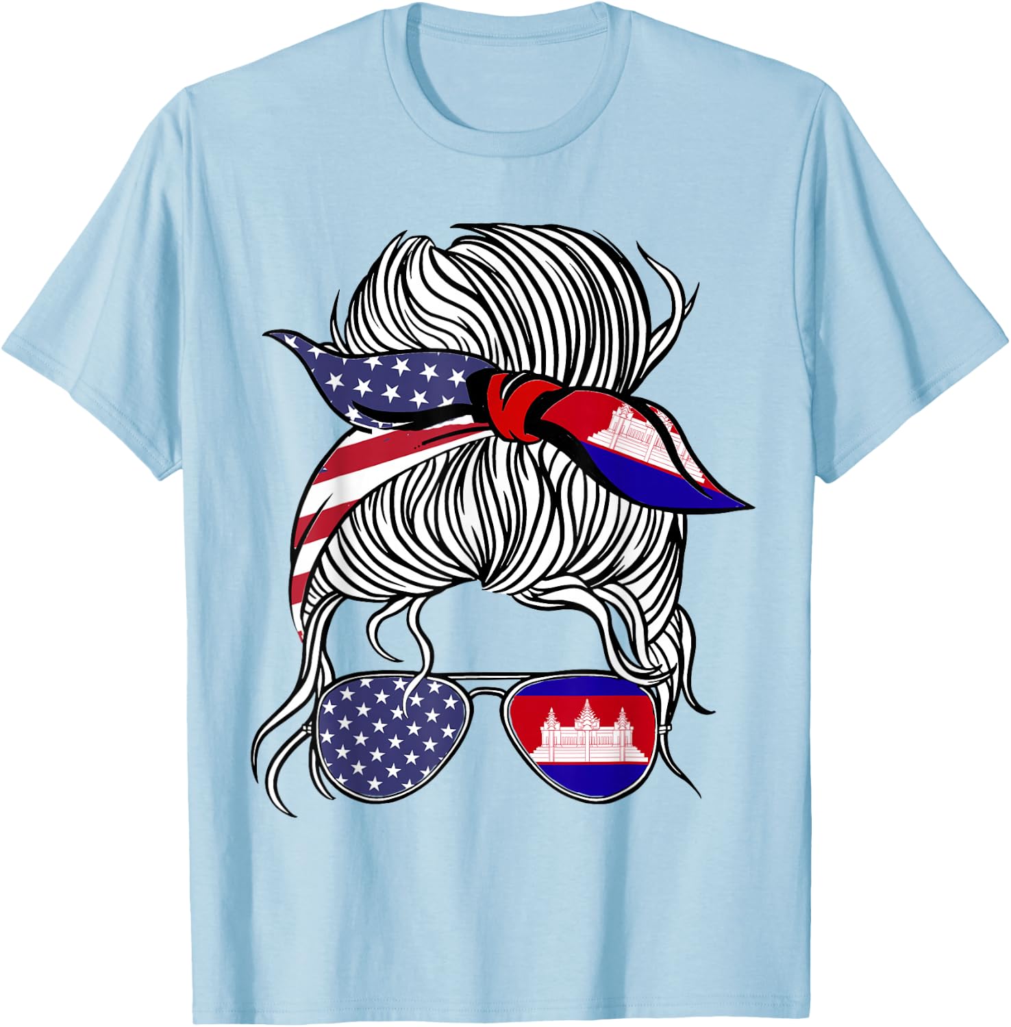 American Cambodian Patriot Flag Women Girl Cambodia Grown T-Shirt - T-Shirt | Light Blue
