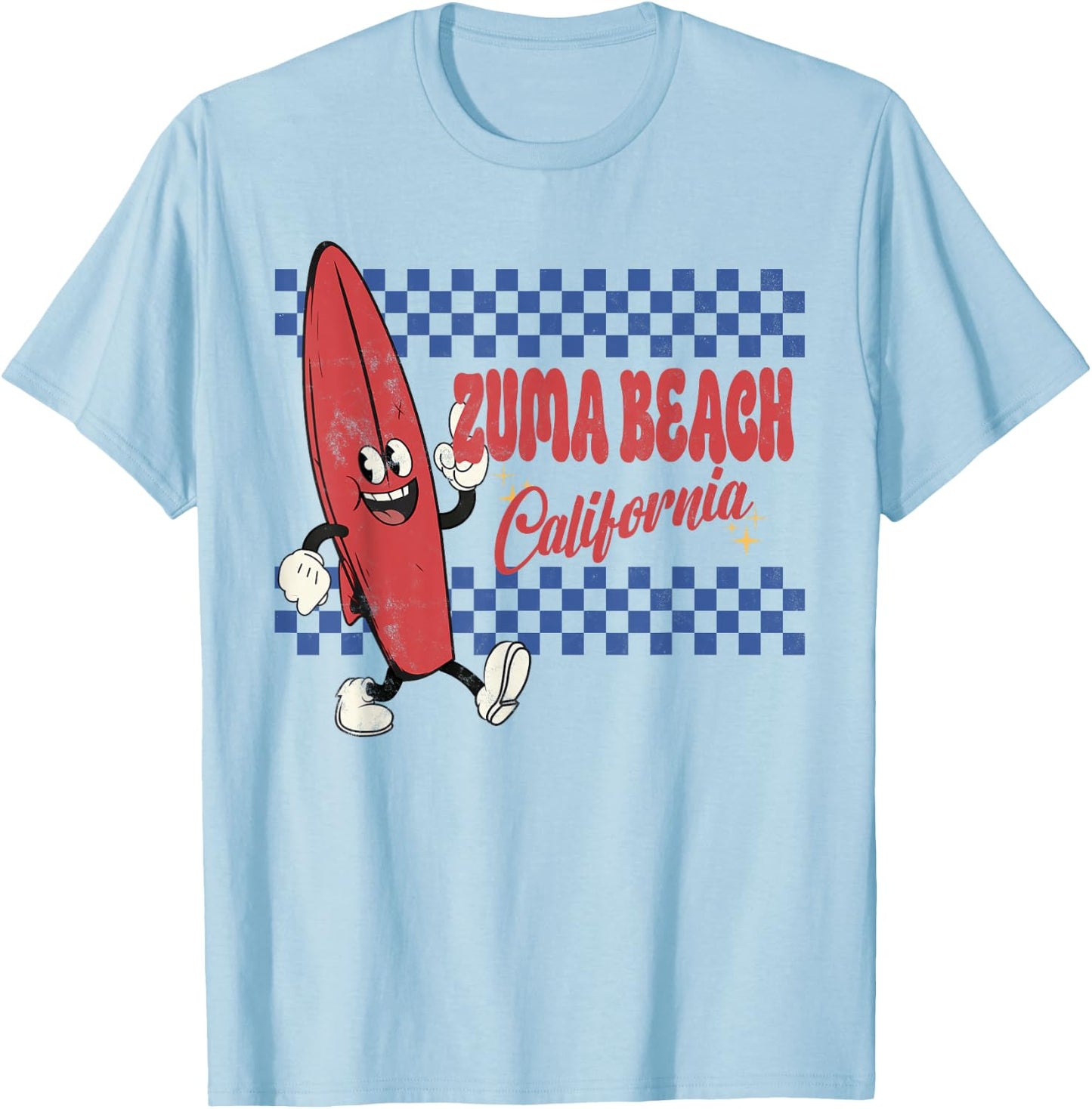 Zuma Beach California Retro Surfer Vintage Beach Men Women T-Shirt - T-Shirt | Light Blue