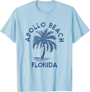 Vintage Apollo Beach Florida Palm Tree FL Retro Men Women Kids T-Shirt - T-Shirt | Light Blue