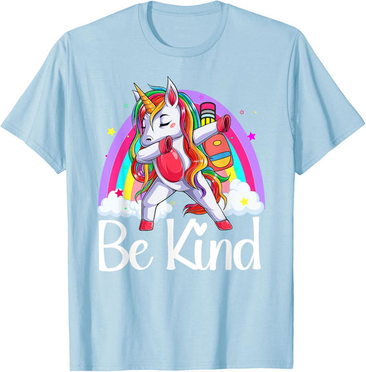 Be Kind Unicorn Rainbow Unity Day Orange Anti Bullying 2023 T-Shirt - T-Shirt | Light Blue