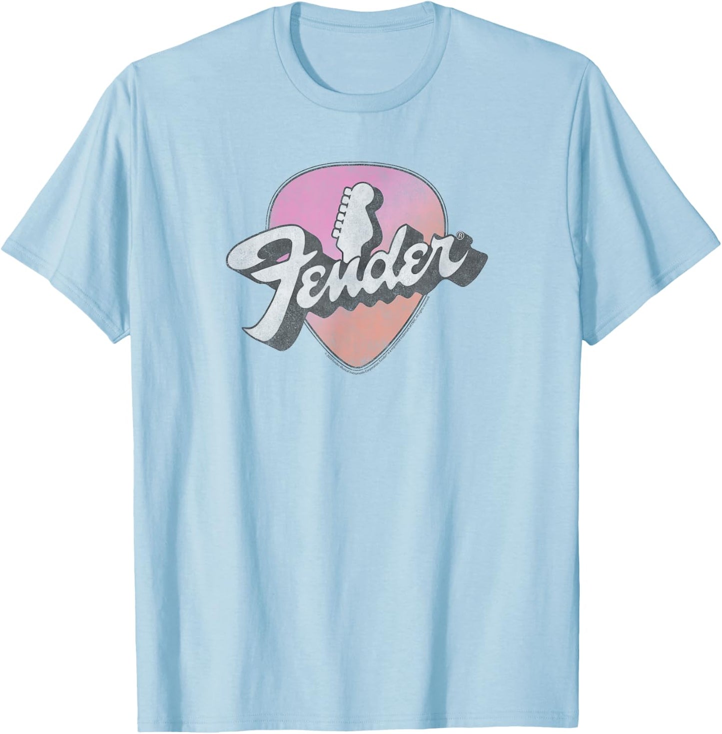 Fender Classic 70's Logo Vintage Guitar Pick T-Shirt - T-Shirt | Light Blue