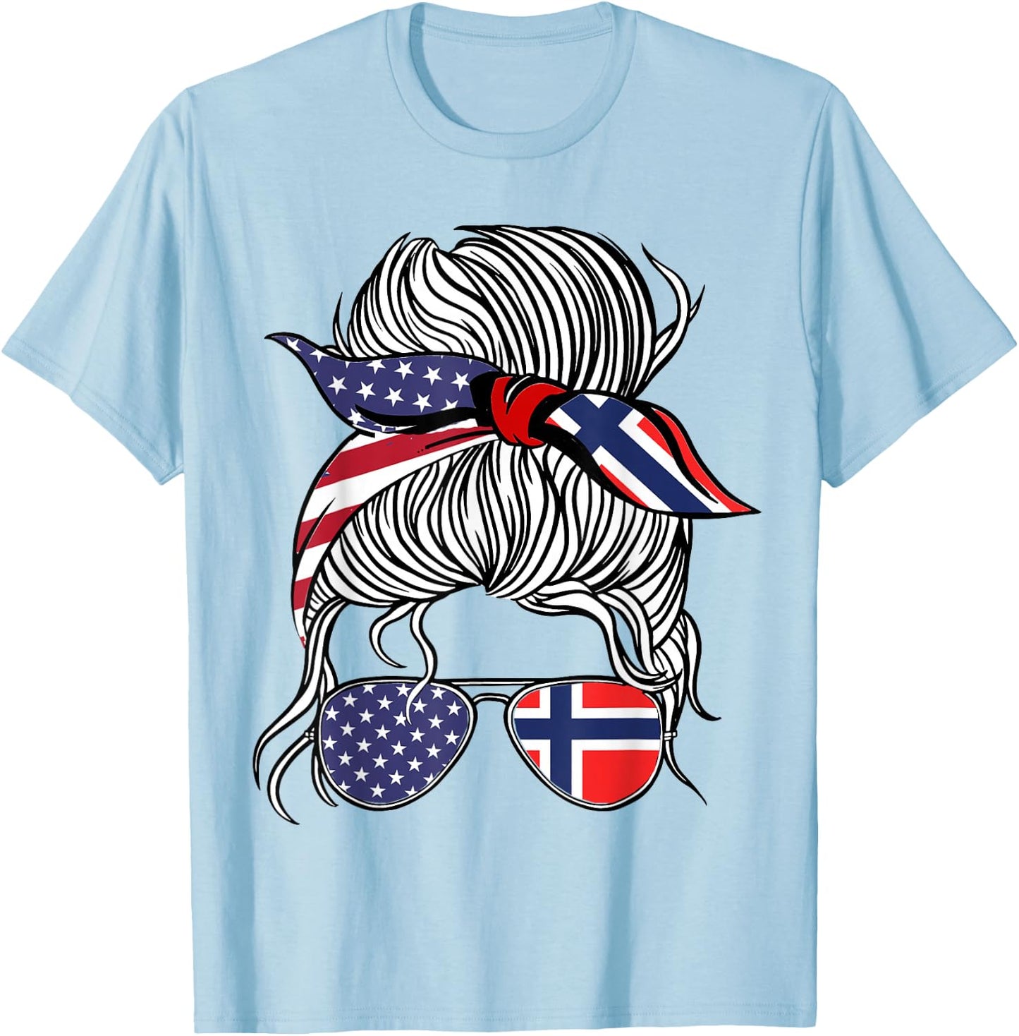 American Norwegian Patriot Flag Women Girl Norway Grown T-Shirt - T-Shirt | Light Blue