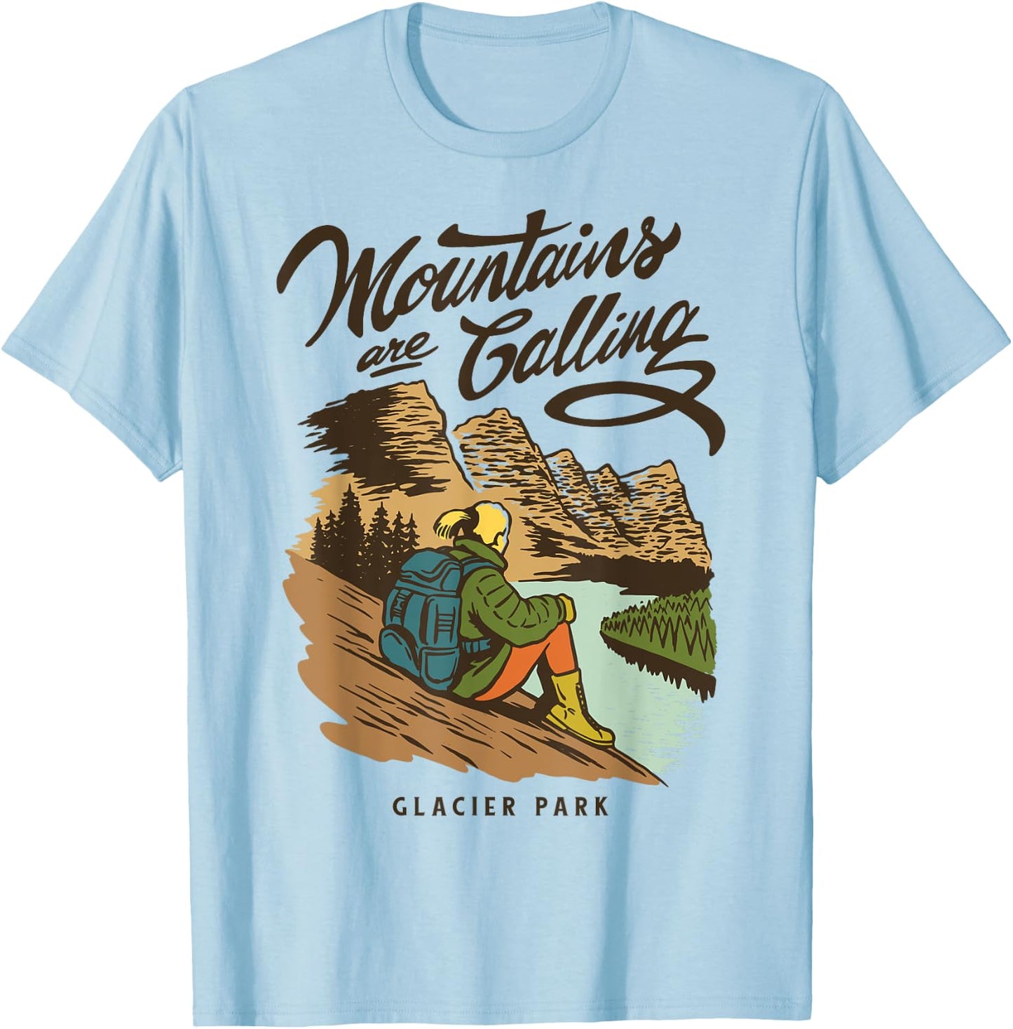 Retro Glacier National Park US Vintage Glacier T-Shirt - T-Shirt | Light Blue
