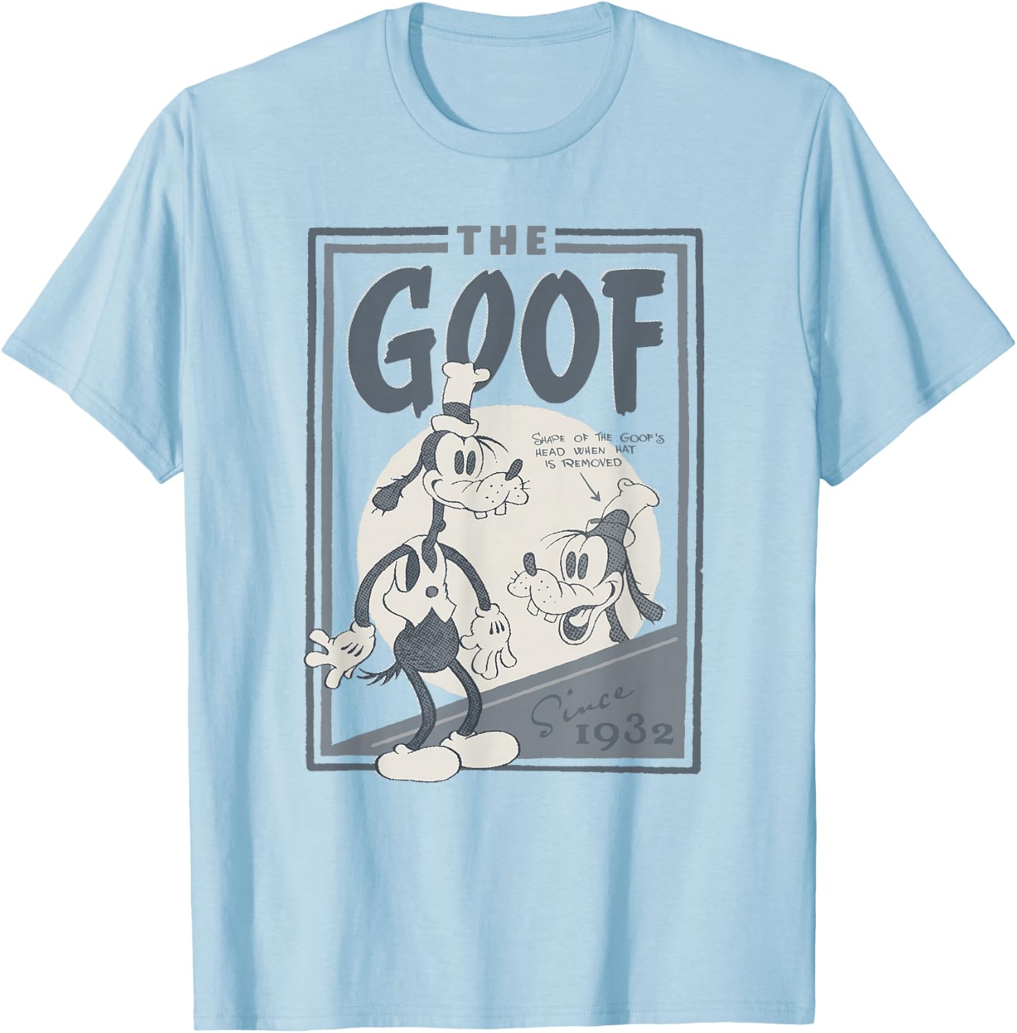 Disney Mickey and Friends Goof Since 1932 Vintage Poster T-Shirt - T-Shirt | Light Blue