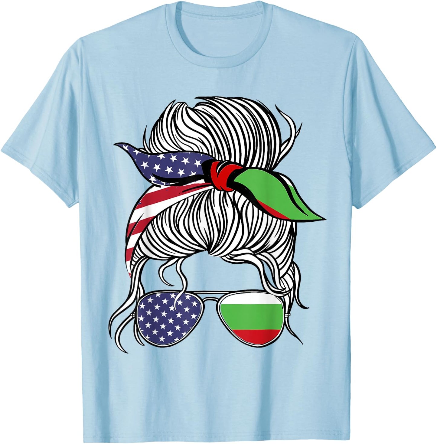 American Bulgarian Patriot Flag Women Girl Bulgaria Grown T-Shirt - T-Shirt | Light Blue