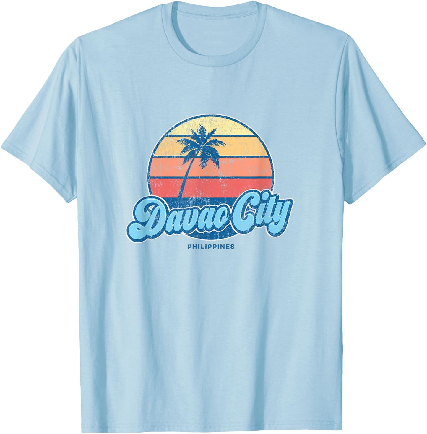 Vintage Davao City Philippines Classic 70s Retro Surfer T-Shirt - T-Shirt | Light Blue
