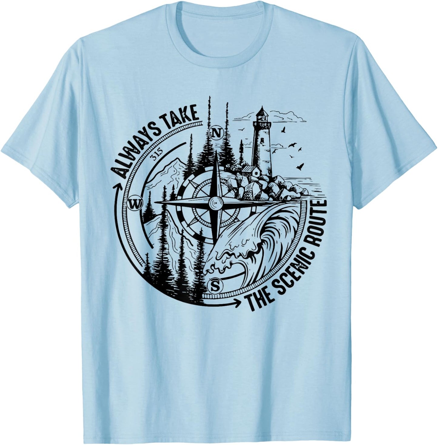 Always Take The Scenic Route T-Shirt - T-Shirt | Light Blue