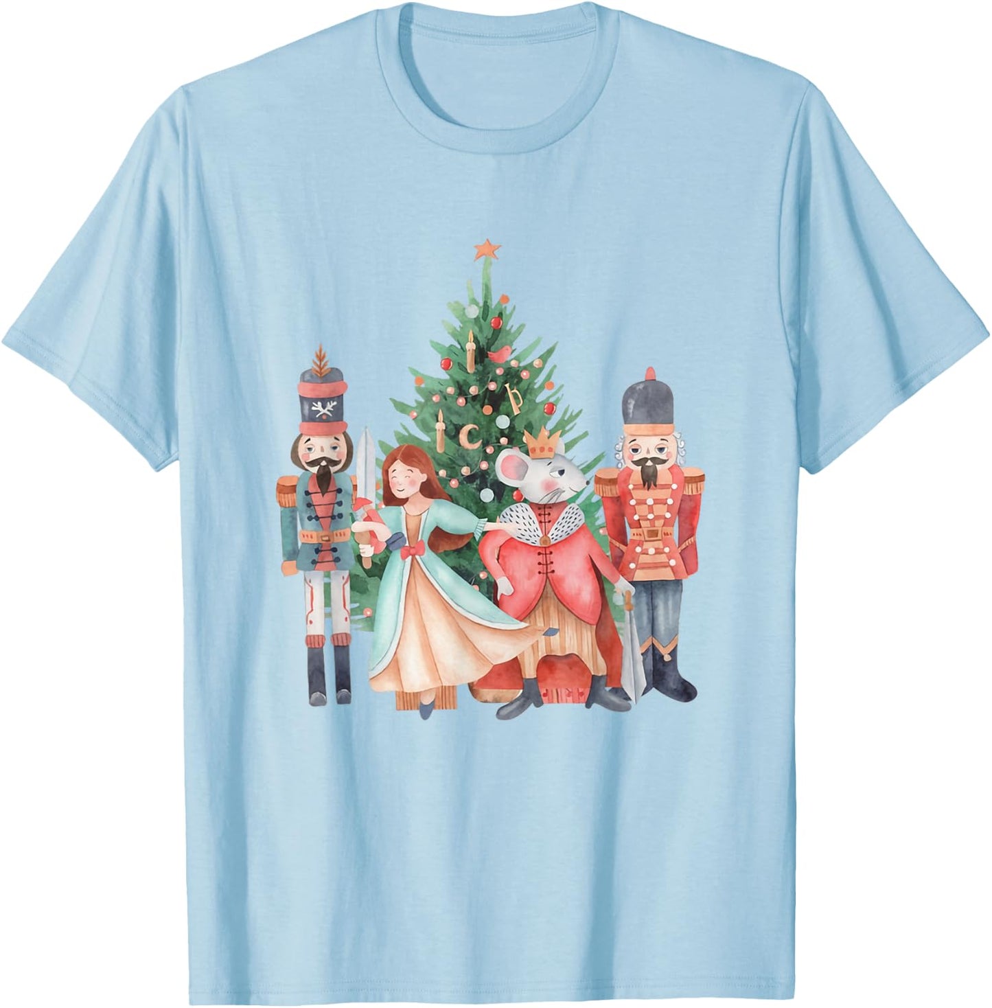 Retro Nutcracker Christmas Sugar Plum Fairy Holiday Women T-Shirt - T-Shirt | Light Blue