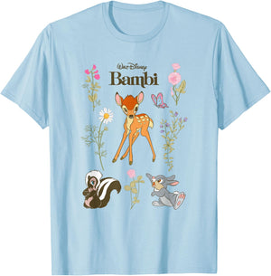 Disney Bambi and Friends Flower Thumper Big Chest Logo T-Shirt - T-Shirt | Light Blue