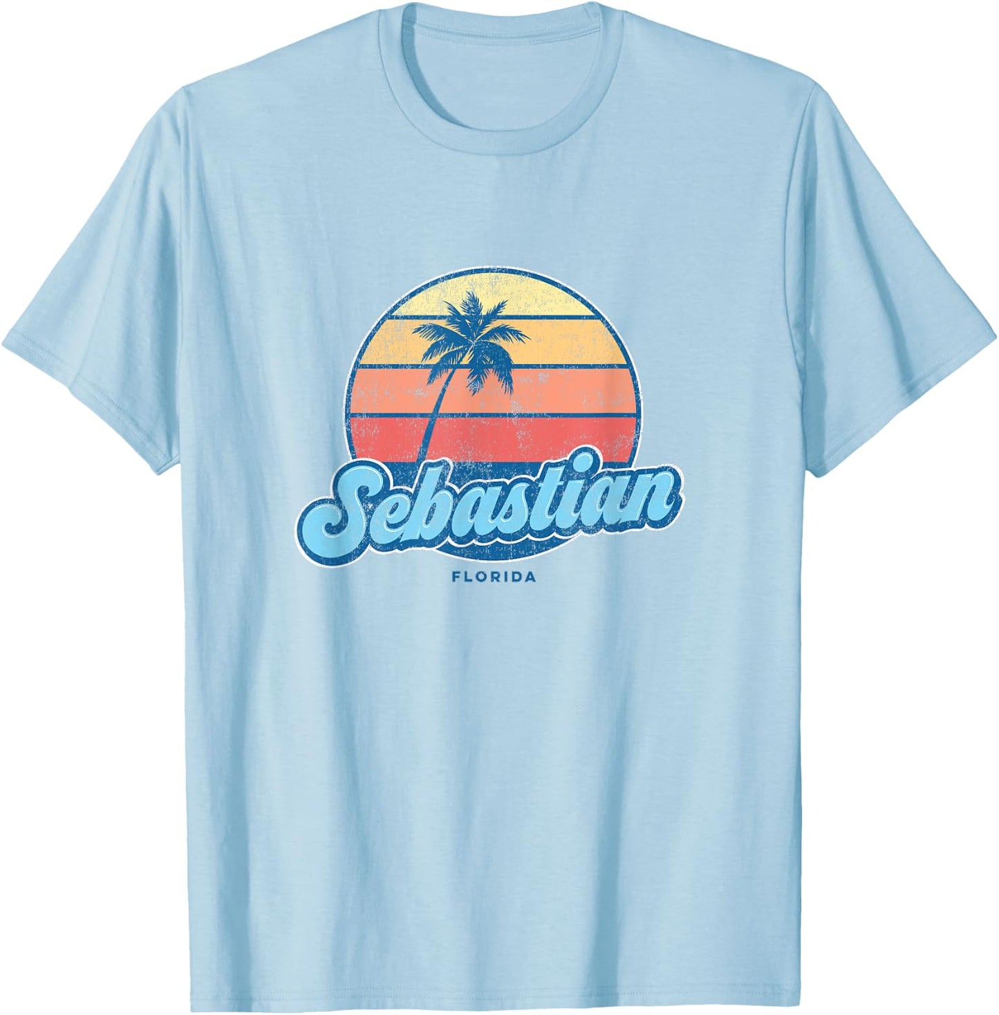 Vintage Sebastian Florida FL Classic 70s Retro Surfer T-Shirt - T-Shirt | Light Blue